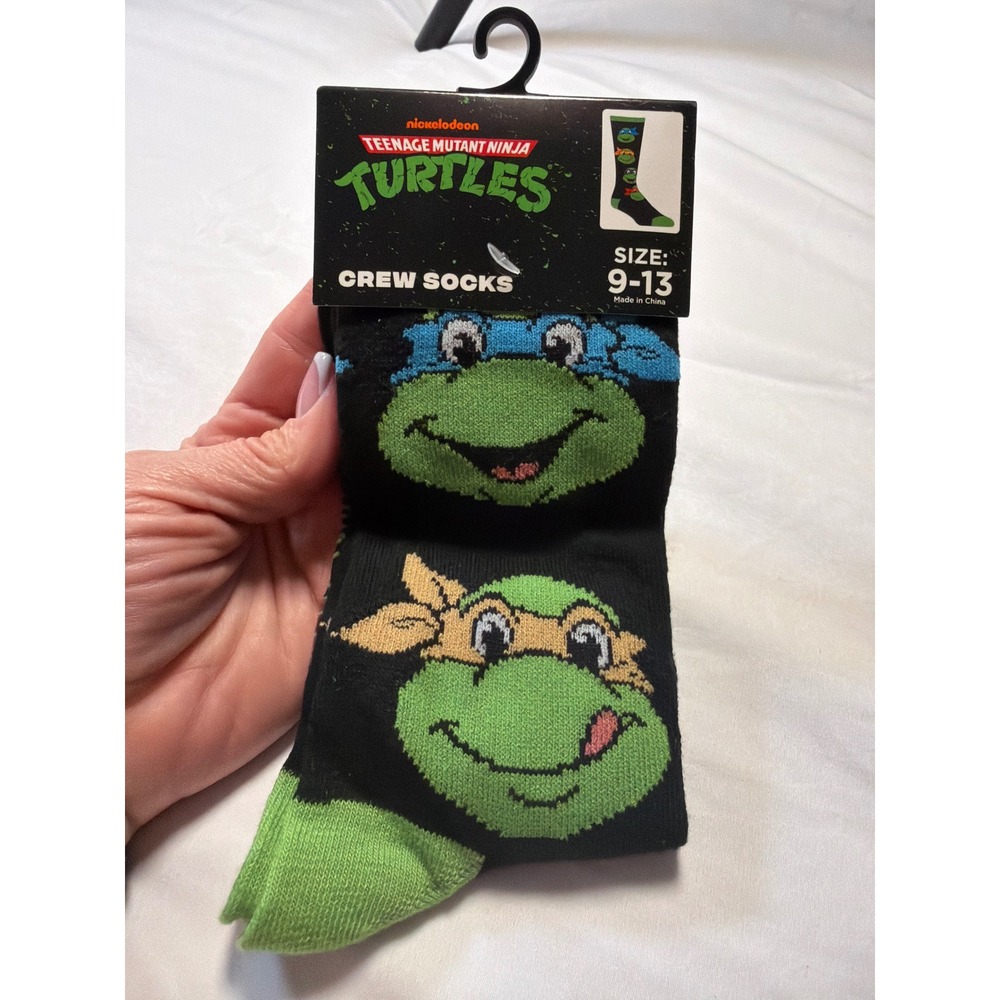 Nickelodeon Teenage Mutant Ninja Turtles Crew Socks Mens Size 9-13 Black Green